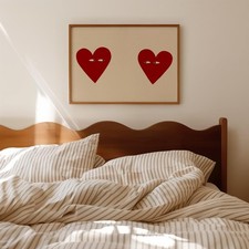 Couple Heart Wall Art Hand Drawn Love Print Romantic Bedroom Decor