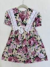 Vintage SWAT Kids Girls Size 6X Floral Dress Lace Collar Bib and bow tie Waist
