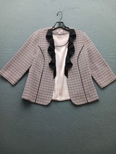 R K Originals Women's Blazer Size 8 Black Pink Open Front Three Quarter Sleeve