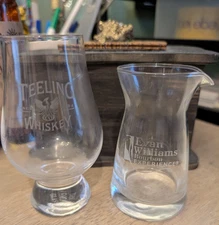 Teeling Whiskey  Tasting Glass  & Evan Williams Bourbon Mini Pitcher   EUC