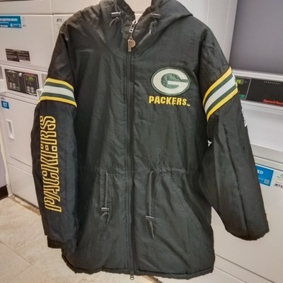 VTG 90s Green Bay Packers Pro Player NFL Experience Long Coat  GD/L (Black)