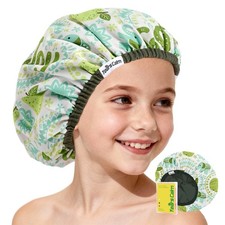 Kids Shower Cap, Waterproof Reusable Cartoon Bath Cap with Double Layers  So...