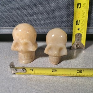 Vintage Hand Carved Solid Crystal Stone Skulls 2pcs Cool #5269L284