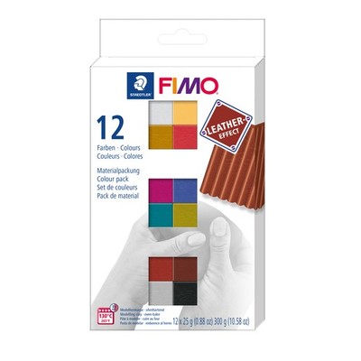 Original FIMO  Leather Effect Modelling Clay (oven-bake) 12 Assorted Colors Pack