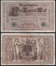 Germany 1000 Mark 1910 Vintage Lot 2 Paper Money Banknote Currency Collection