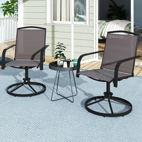 Patio Swivel Chairs Set of 4 w/ High Back & Round Metal Base for Backyard - Picture 4 of 9