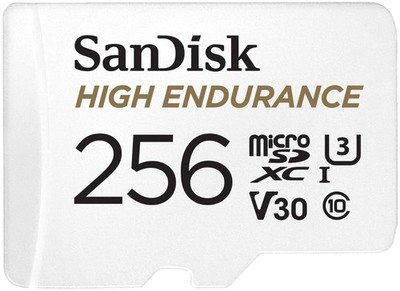 SanDisk 256GB High Endurance microSDXC card for IP cams & dash 256 GB, White 