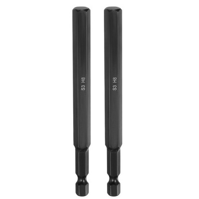 2pcs Flat Hex Screwdriver Bit H8 Magnetic Tip 1/4'' Hex Shank 4'' Long S3 Steel