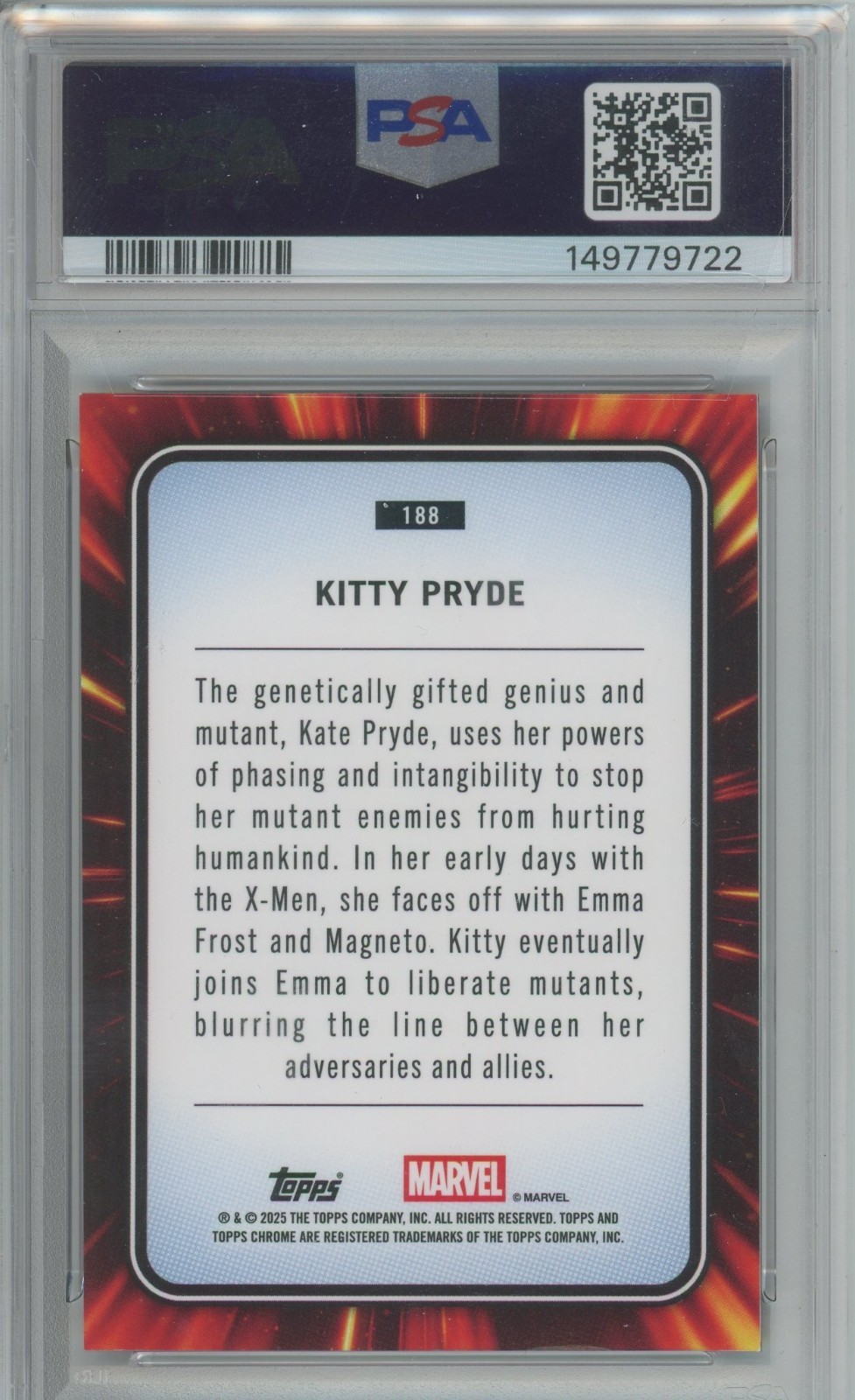 2025 Topps Chrome Marvel #188 Kitty Pryde Spider Web Refractor /399 PSA 7 NM view 2