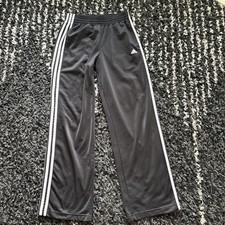 Adidas Men's Three Stripe Warm Up Track Pants Medium Black Y2K Wide Leg
