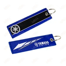 For YAMAHA Bike Double Side Keychain Backpack key Ring Cell Holders Tag Blue