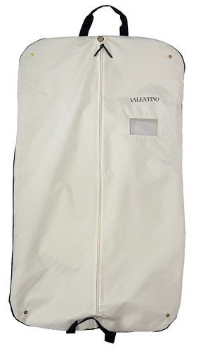 Valentino Auth Large White Vinyl Garment Bag Zip Snap Closure 23.5 x 41"