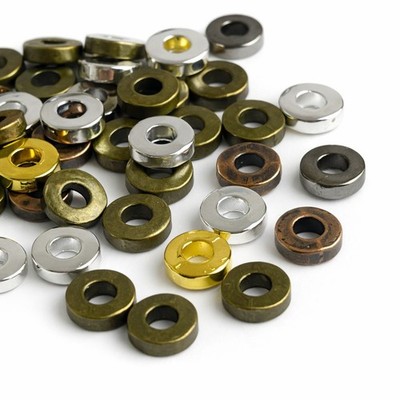 Metallperlen Rondell Mix 6 mm Spacer Ringperlen Donut MIX Loch 2 mm 50 Stk