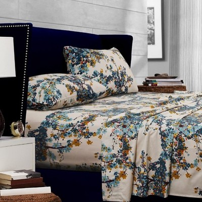 Tribeca Living Full Size Bed Sheet Set, 300 Thread Count Soft Cotton Sateen, ...