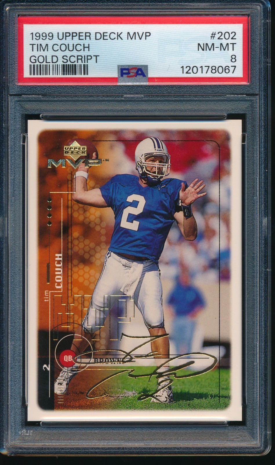Tim Couch Upper Deck MVP #202 Gold Script