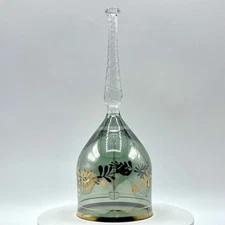 Vintage Czechia 1980s Bohemia Emerald Green | Gold Gilded Crystal Dinner Bell