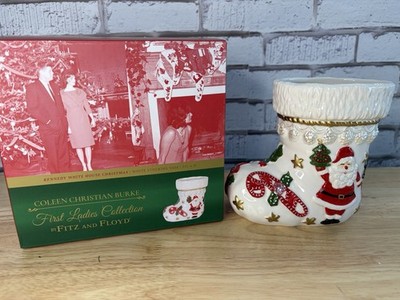 Fitz and Floyd Kennedy First Ladies Collection Stocking Vase Christmas NIB