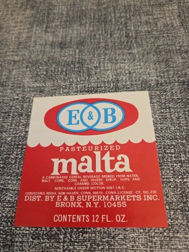 E & B SUPERMARKETS BEER LABEL NY