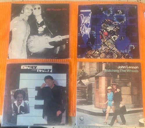 4 Vintage ex Beatles vinyl 45’s with sleeves