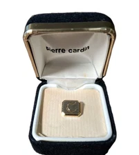 Pierre Cardin Gold Tone Tie Tack Pin- Square Shape with Initial Letter C