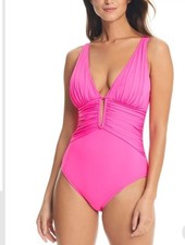 Bleu By Rod Beattie Women  s Molded Cup One Piece Pink Swimsuit Size 10