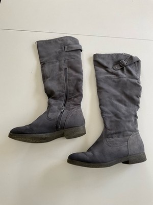 Damen Stiefel Gr.38 grau mit Reißverschluss Graceland niedriger Absatz wadenhoch