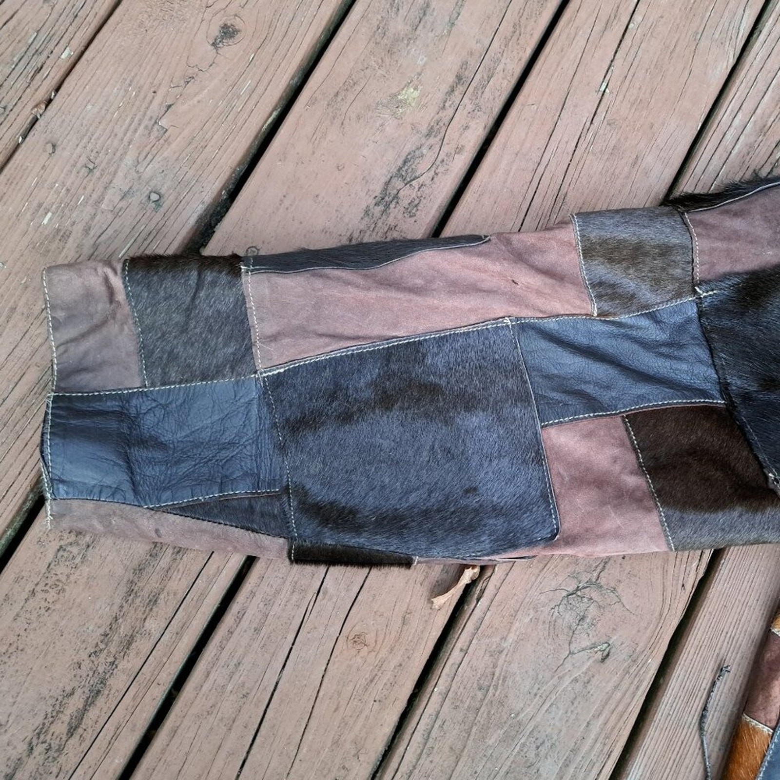 Vintage Davoucci Jacket Leather Patchwork Men Bro… - image 11