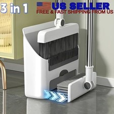 3 in1 Broom and Dustpan Set Long Handle Floor...