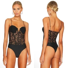 NEW NWT Cami NYC Anne Corded Lace Bodysuit In Black SIZE 4 MSRP $295