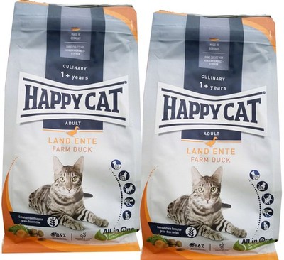 (  7,44 kg) Happy Cat Adult Culinary mit Land Ente Katzenfutter trocken 2 x 4 kg