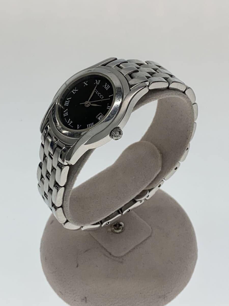 GUCCI アナログ腕時計 ブラック/シルバー　5500M GUCCI] Gucci 5500m stainless steel black quartz analog