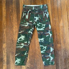 Vintage 60s 70s Camo Fatigue Pants 32x27 Talon Zipper Civilian