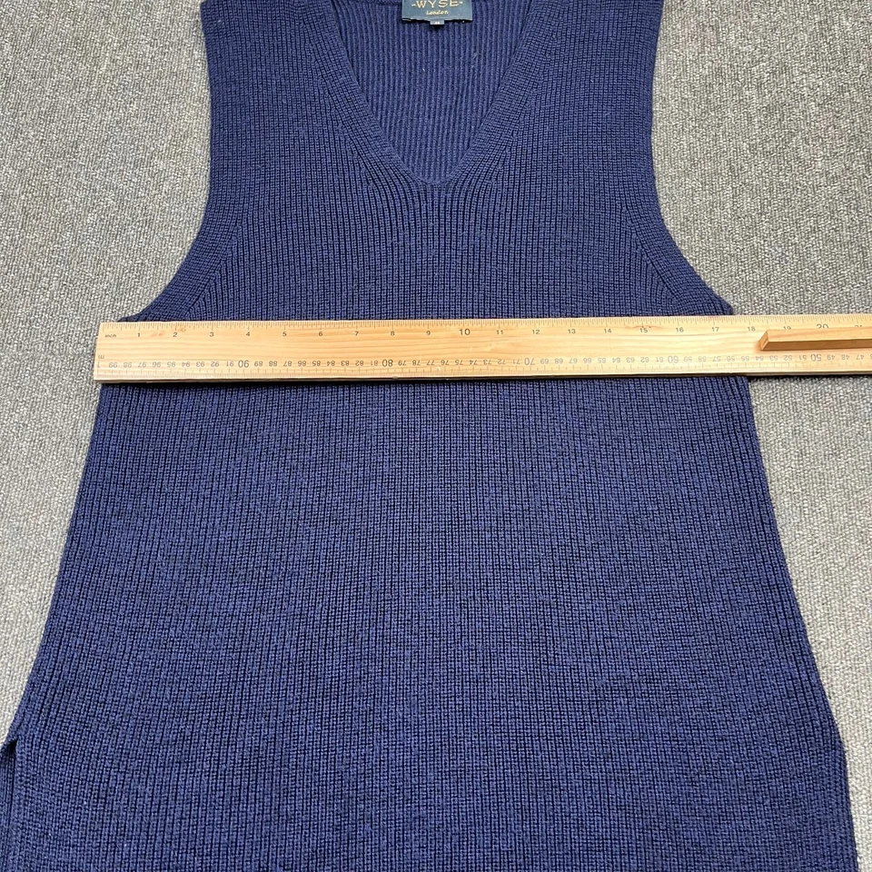Wyse London Jumper Womens Medium Navy Merino Wool Sleeveless Layering Vest - Image 3 of 4