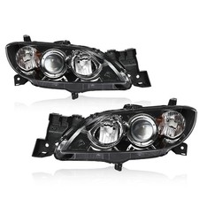 Pair Projector Headlights Set Amber Corner For 2004-2007 2008 2009 Mazda 3 Sedan