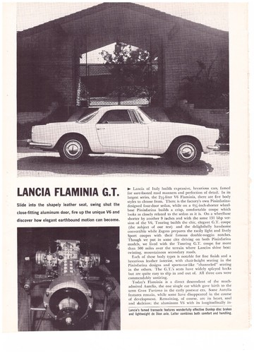 1961 Lancia Flaminia G.T., Detailed Car Mag Road Test Report. EU Mail: $6.99