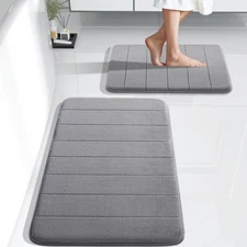 Memory Foam Bathroom Rugs Sets 2 Piece - Super Soft Absorbent Quick Dry Bath ...