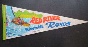 Vintage Riverside Park Red River Rapids "Flume" Large 29" Felt Pennant Agawam MA