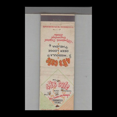 Matchbook Cover 4 B's Cafe Missoula, MT
