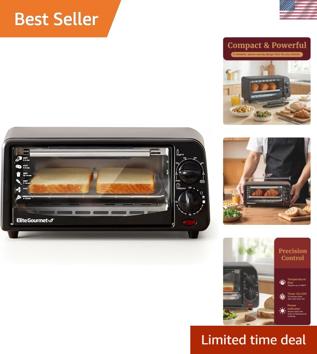 Personal Compact 2 Slice Countertop Toaster Oven with 15 Minute Timer & Adjus...
Opens in a new wind