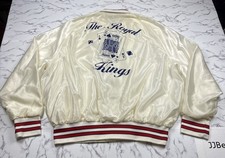 VTG Aristo Jac Hilton Satin Bomber Jacket XL White The Royal Kings Snap Button