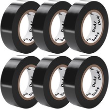6 Pack Black Electrical Tape - Waterproof PVC Tape 0.75 Inch Wide - Weather R...