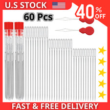 60 PCS Large Eye Hand Sewing Needles Set - 3 Sizes Leather Embroidery Thread ...