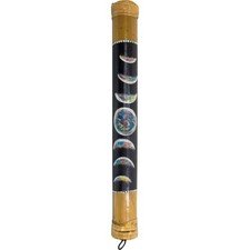 16" Handmade  Painted Bamboo Rainstick Moon Phases Ethically made in Bali