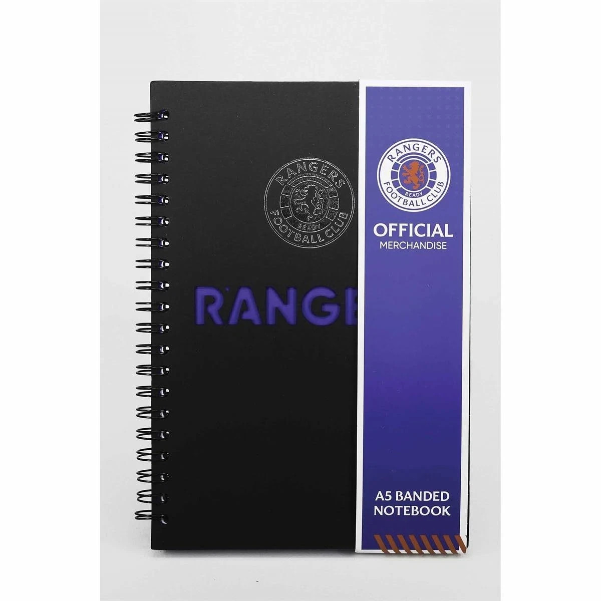 Rangers FC Notebook Black Leather  Spiral A5 - Officially Licensed