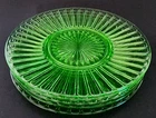 Set 5 Uranium Glass 8" Plates Ribbed Sunburst Depression Glass UV Reactive