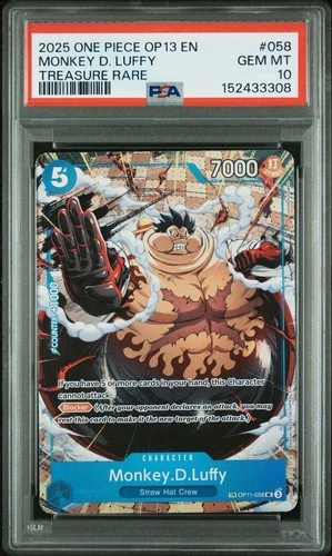 One Piece OP13 Monkey D Luffy OP11-058 Treasure Rare Carrying On His Will PSA 10