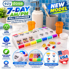 Ezy Dose Weekly 7-Day AM/PM Pill Organizer X-Large Medicine Box Rainbow