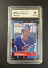 1988 Donruss - Rated Rookie Mark Grace #40 Last Line Begins with (159) (RC)