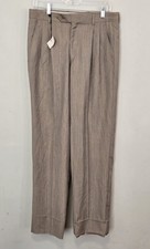 Vintage Woolmark 80s NWT Wool High-Waist Pleated Pants Taupe Size 48 US Sz 10/12