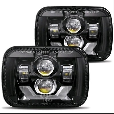 HWSTAR X6 LED ヘッドライト 5x7インチ 2個セット 角目 Hwstar X6 S6 180W 1000% Bright H6054 5X7 Led Headlights Compatible